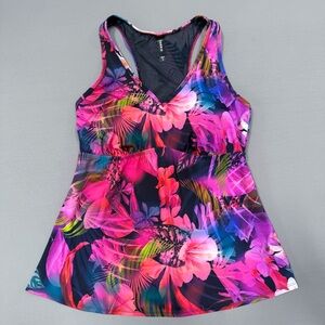 TORRID Falling Leaves racerback tankini swim top, L 12.